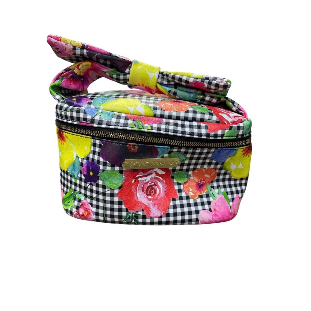 Betsey Johnson Wms floral cosmetic carrier bow Handbag SKU 9523